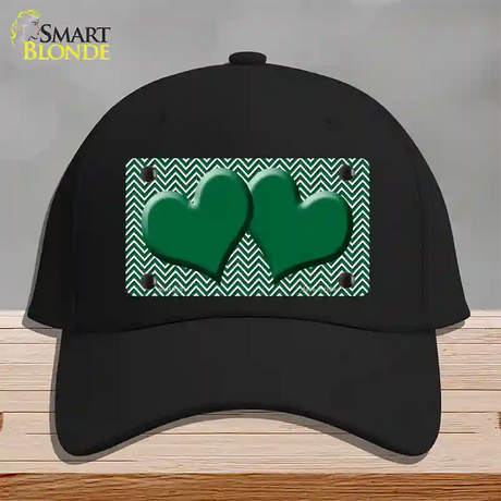 Green White Chevron Green Center Hearts Novelty License Plate Hat Cotton / Black