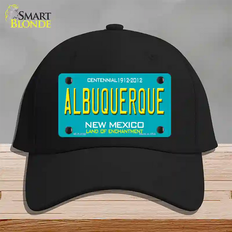 Albuquerque New Mexico Teal Novelty License Plate Hat Cotton / Black