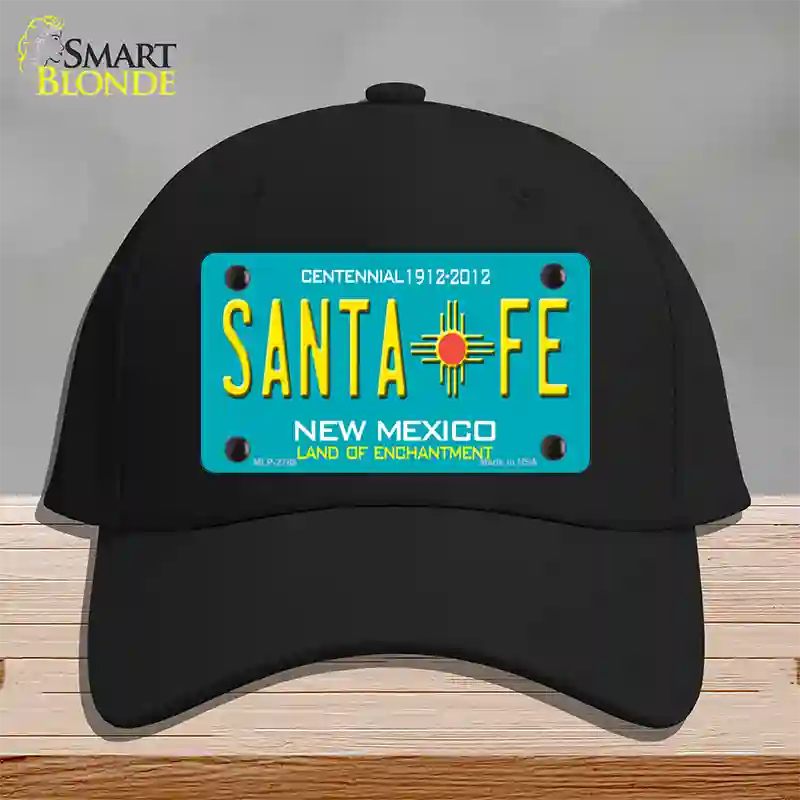 Santa Fe New Mexico Teal Novelty License Plate Hat Cotton / Black