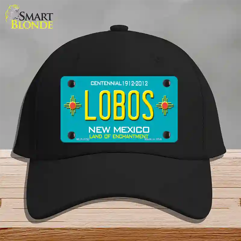 Lobos New Mexico Teal Novelty License Plate Hat Cotton / Black