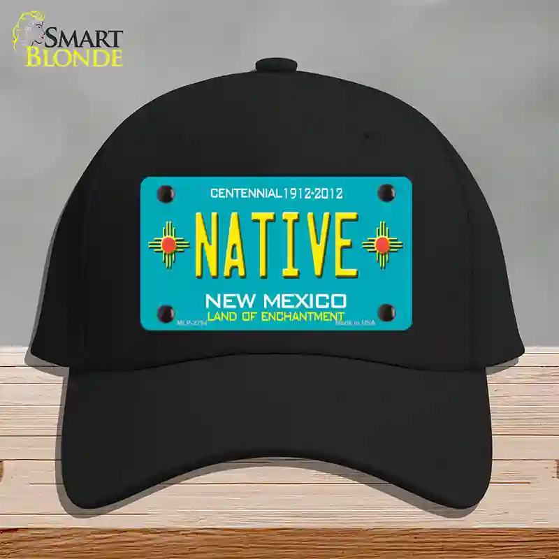 Native New Mexico Teal Novelty License Plate Hat Cotton / Black