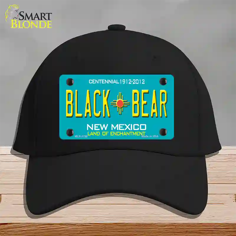 Black Bear New Mexico Teal Novelty License Plate Hat Cotton / Black