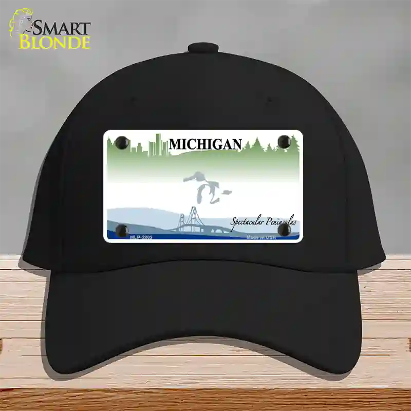 Michigan Peninsulas State Blank Novelty License Plate Hat Cotton / Black