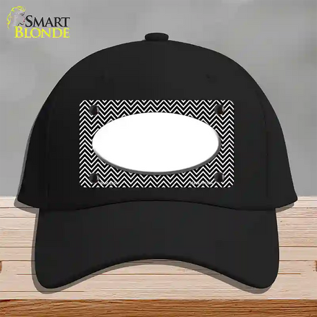 Black White Chevon Center Oval Novelty License Plate Hat Cotton / Black