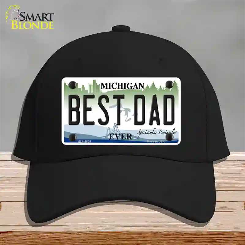 Best Dad Michigan State Novelty License Plate Hat Cotton / Black