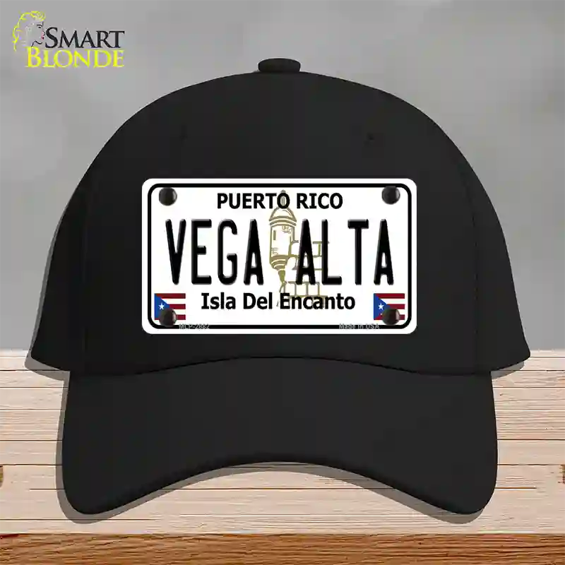 Vega Alta Puerto Rico Novelty License Plate Hat Cotton / Black