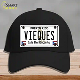 Vieques Puerto Rico Novelty License Plate Hat Cotton / Black