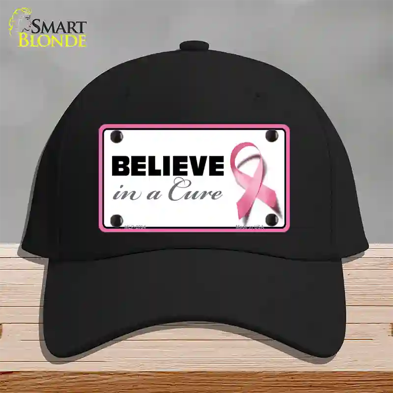 Believe In A Cure Novelty License Plate Hat Sign Cotton / Black