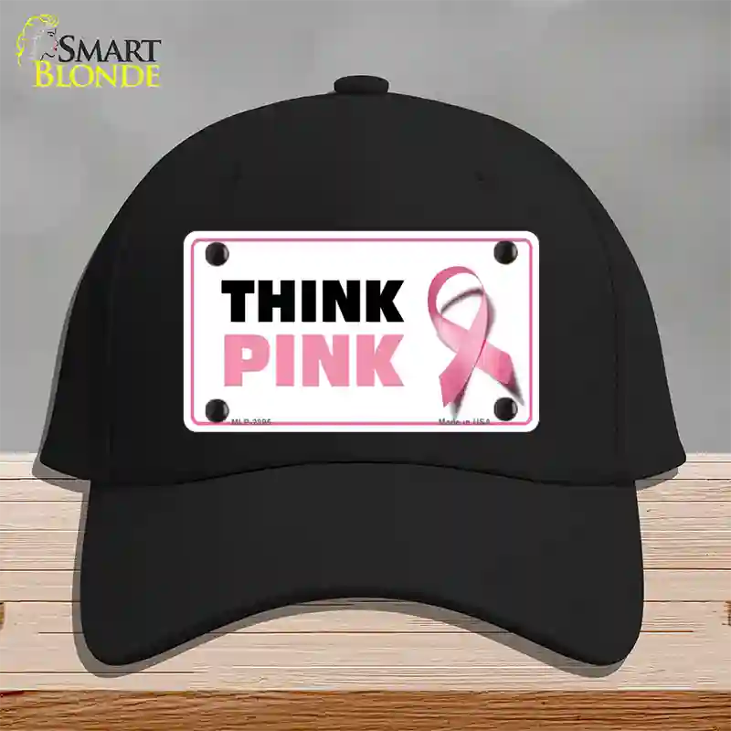 Think Pink Novelty License Plate Hat Sign Cotton / Black