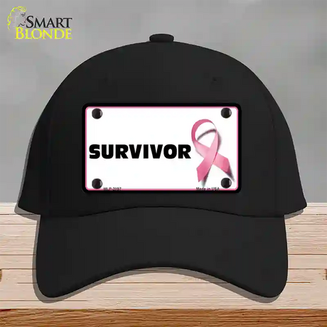 Survivor Breast Cancer Novelty License Plate Hat Cotton / Black