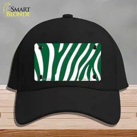 Green White Zebra Novelty License Plate Hat Cotton / Black