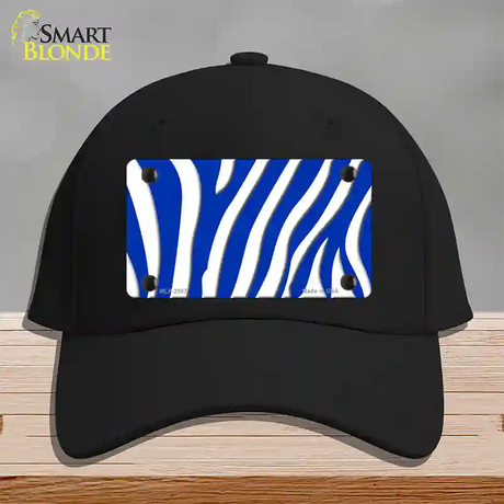 Blue White Zebra Novelty License Plate Hat Cotton / Black