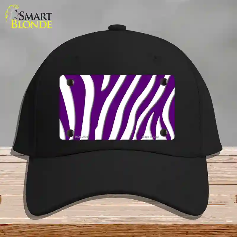 Purple White Zebra Novelty License Plate Hat Cotton / Black