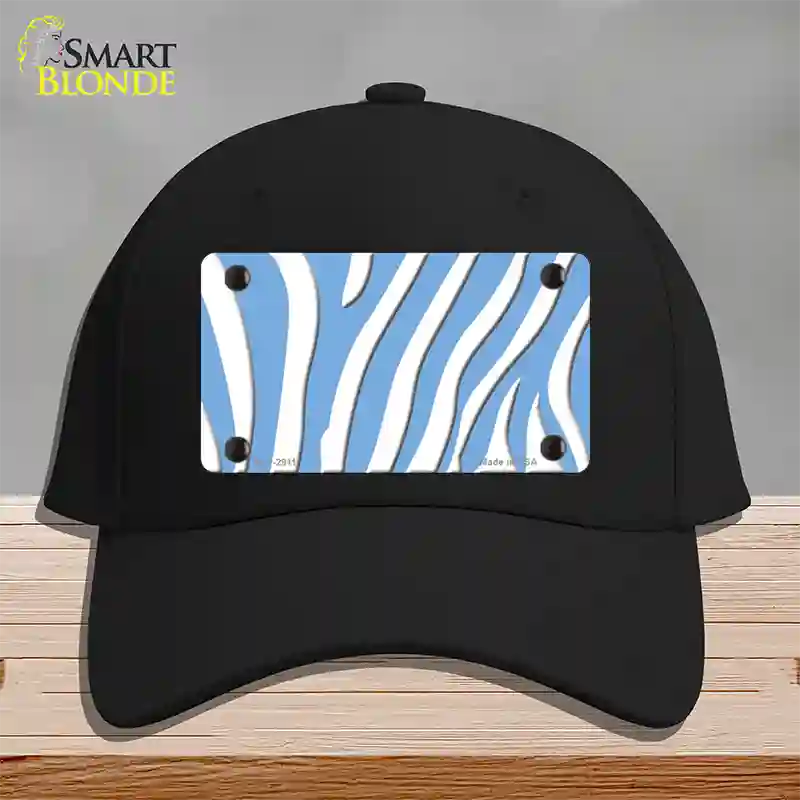 Light Blue White Zebra Novelty License Plate Hat Cotton / Black