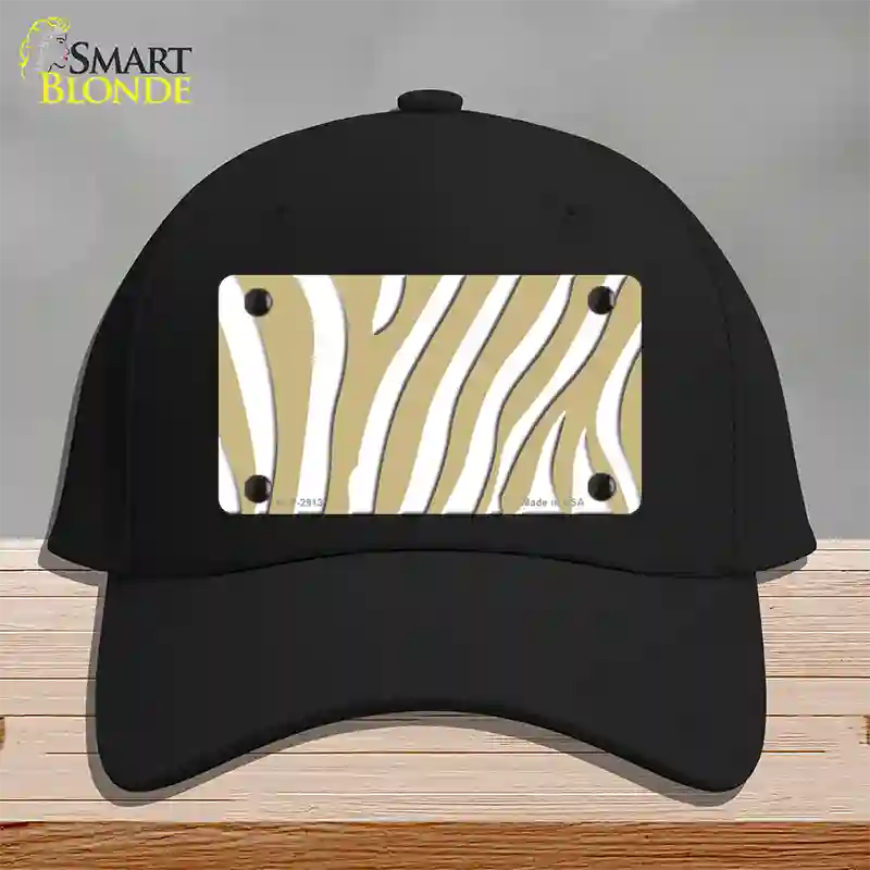 Gold White Zebra Novelty License Plate Hat Cotton / Black