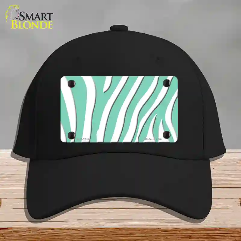 Mint White Zebra Novelty License Plate Hat Cotton / Black