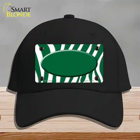 Green White Zebra Green Center Oval Novelty License Plate Hat Cotton / Black