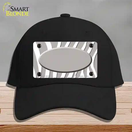 Grey White Zebra Grey Center Oval Novelty License Plate Hat Cotton / Black