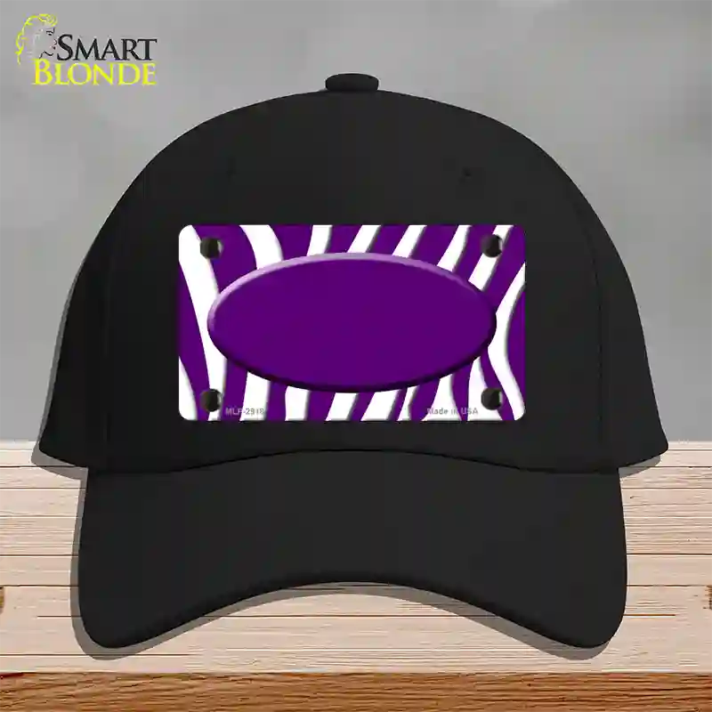 Purple White Zebra Purple Center Oval Novelty License Plate Hat Cotton / Black