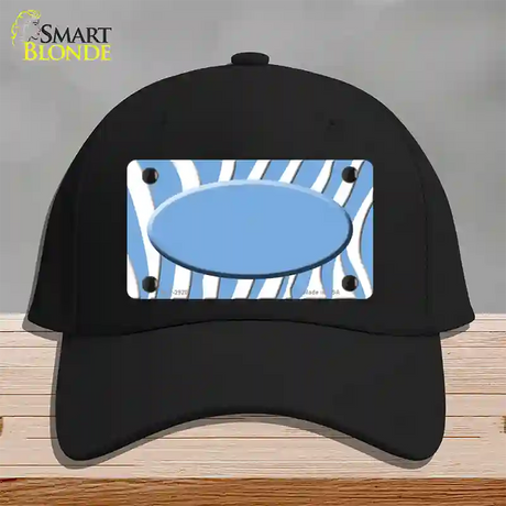 Light Blue White Zebra Light Blue Center Oval Novelty License Plate Hat Cotton / Black