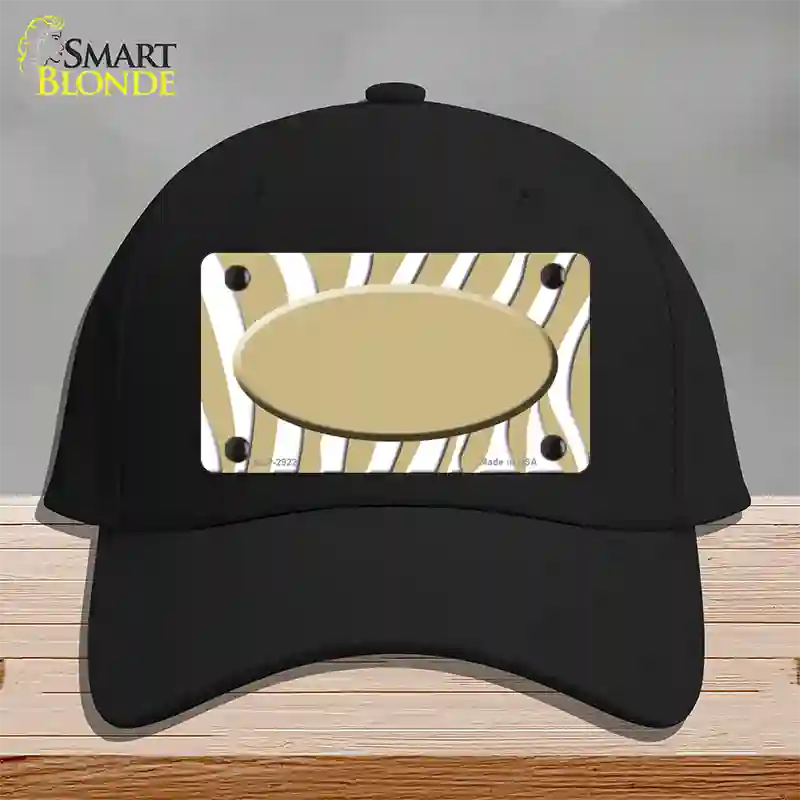 Gold White Zebra Gold Center Oval Novelty License Plate Hat Cotton / Black