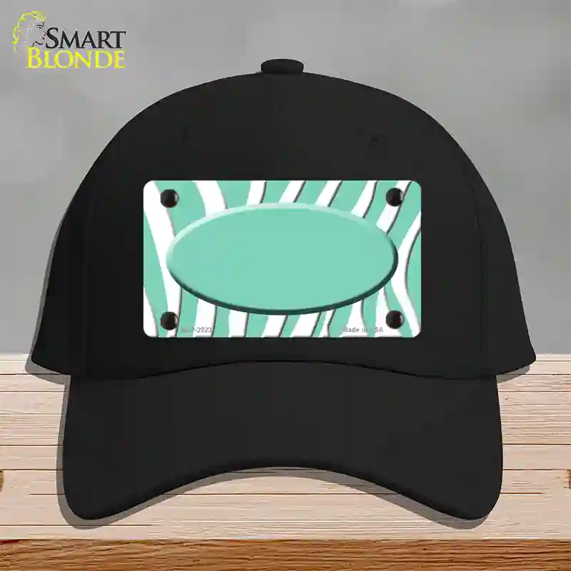 Mint White Zebra Mint Center Oval Novelty License Plate Hat Cotton / Black