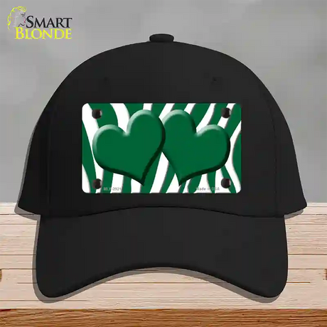 Green White Zebra Green Centered Hearts Novelty License Plate Hat Cotton / Black