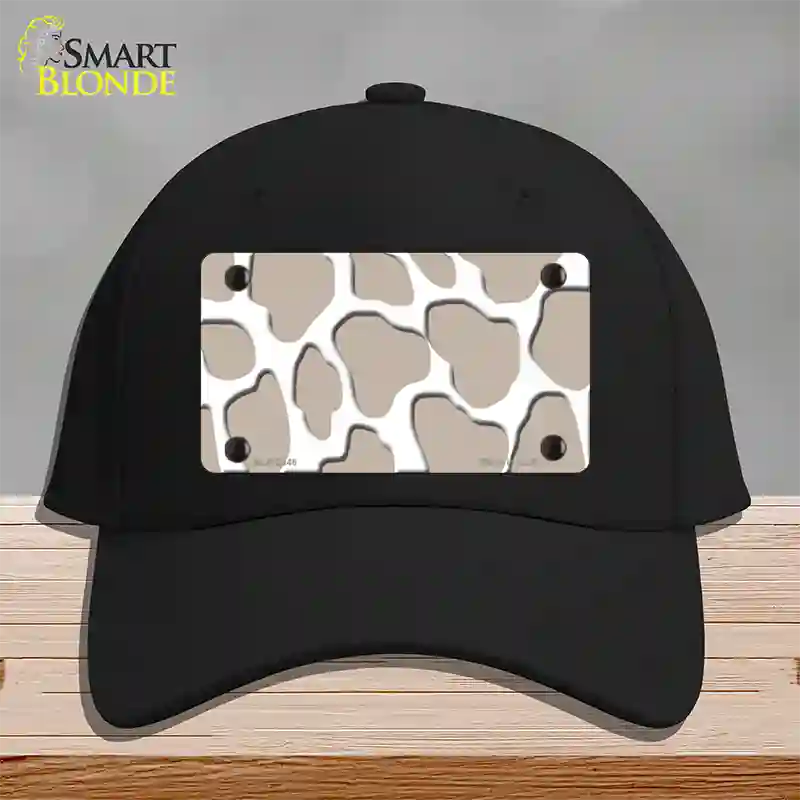 Tan White Giraffe Novelty License Plate Hat Cotton / Black