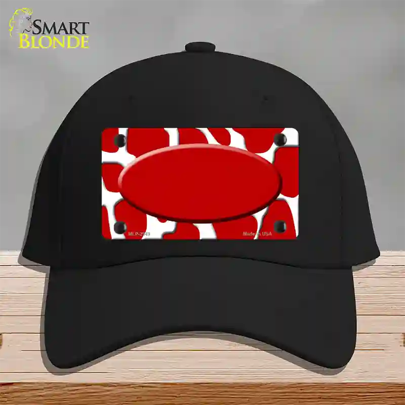 Red White Giraffe Red Center Oval Novelty License Plate Hat Cotton / Black