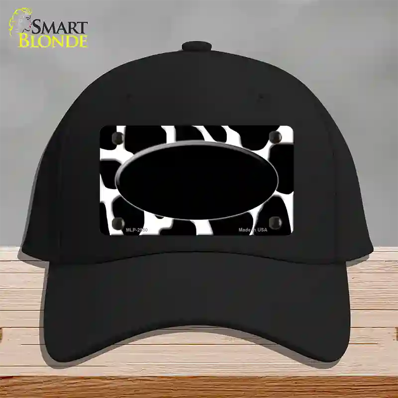 Black White Giraffe Black Center Oval Novelty License Plate Hat Cotton / Black