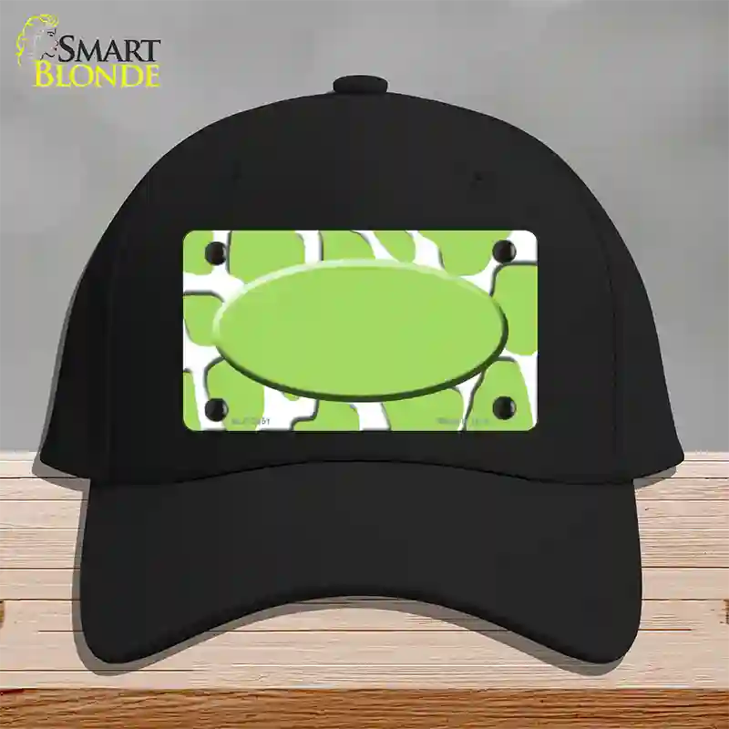 Lime Green White Giraffe Lime Green Center Oval Novelty License Plate Hat Cotton / Black