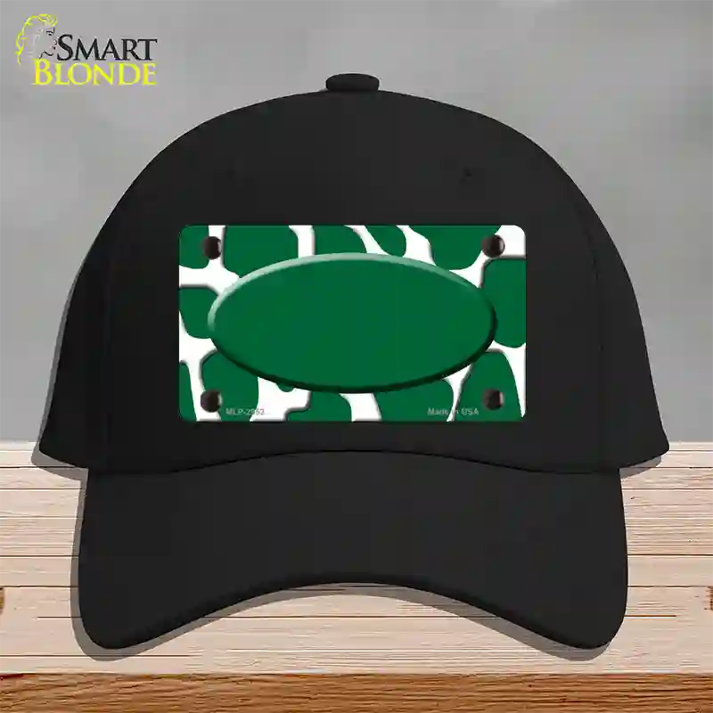 Green White Giraffe Green Center Oval Novelty License Plate Hat Cotton / Black