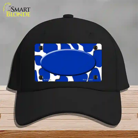 Blue White Giraffe Blue Center Oval Novelty License Plate Hat Cotton / Black