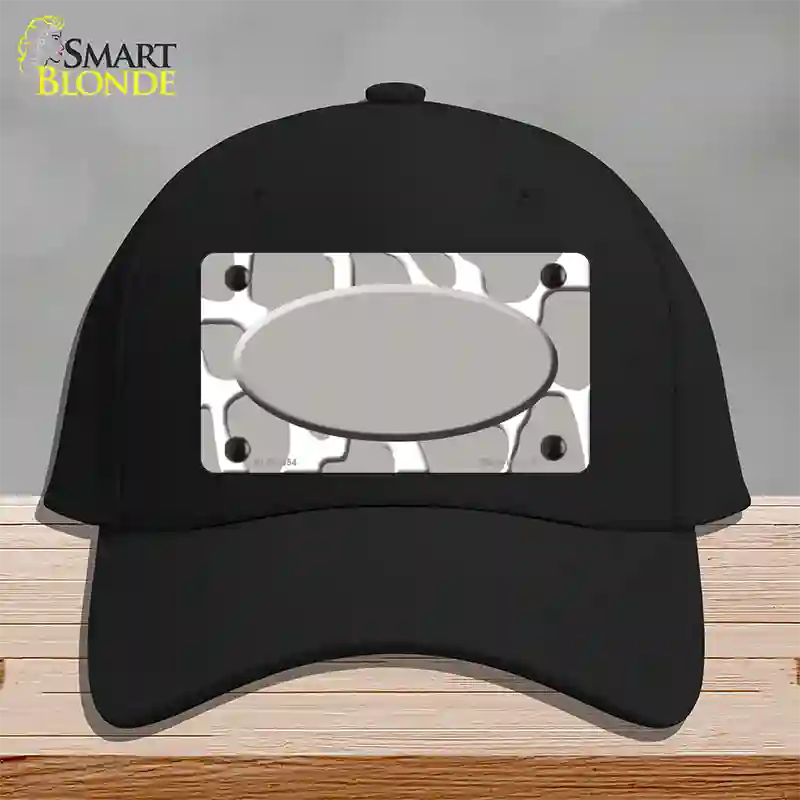 Grey White Giraffe Grey Center Oval Novelty License Plate Hat Cotton / Black