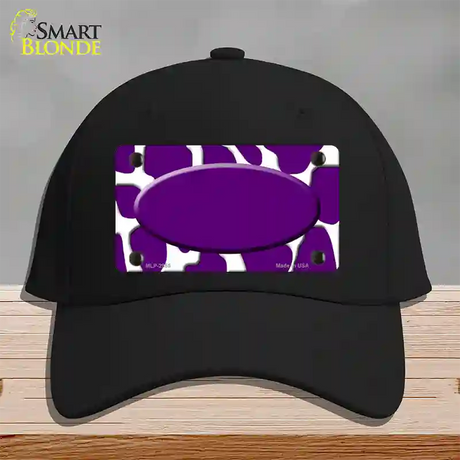 Purple White Giraffe Purple Center Oval Novelty License Plate Hat Cotton / Black