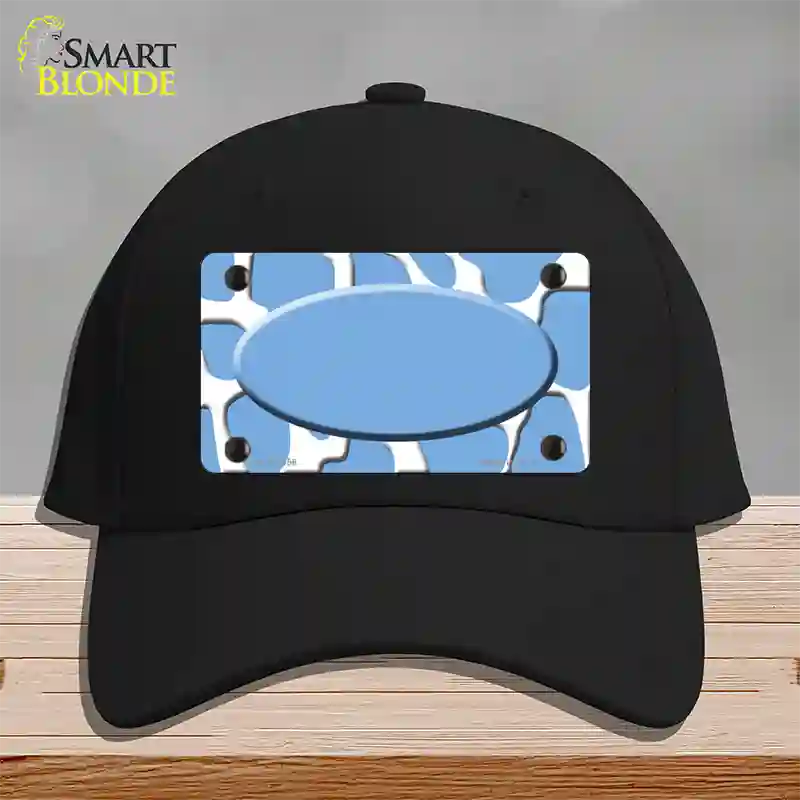 Light Blue White Giraffe Light Blue Center Oval Novelty License Plate Hat Cotton / Black