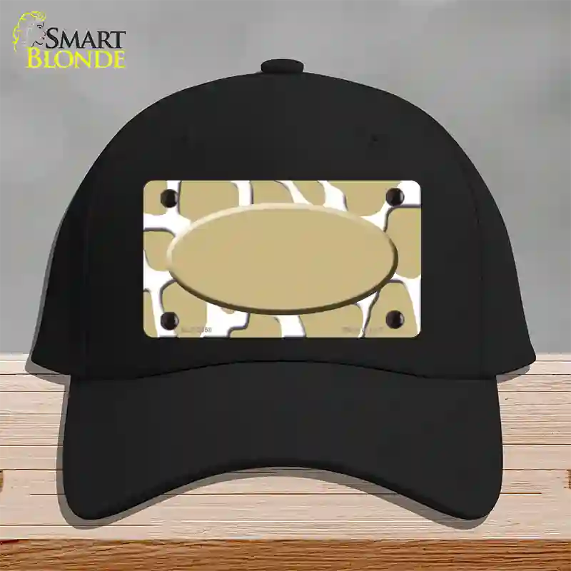 Gold White Giraffe Gold Center Oval Novelty License Plate Hat Cotton / Black