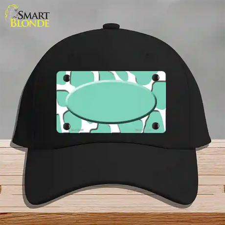 Mint White Giraffe Mint Center Oval Novelty License Plate Hat Cotton / Black