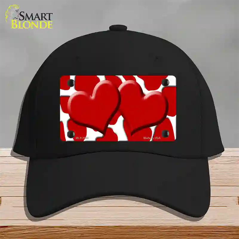 Red White Giraffe Red Centered Hearts Novelty License Plate Hat Cotton / Black