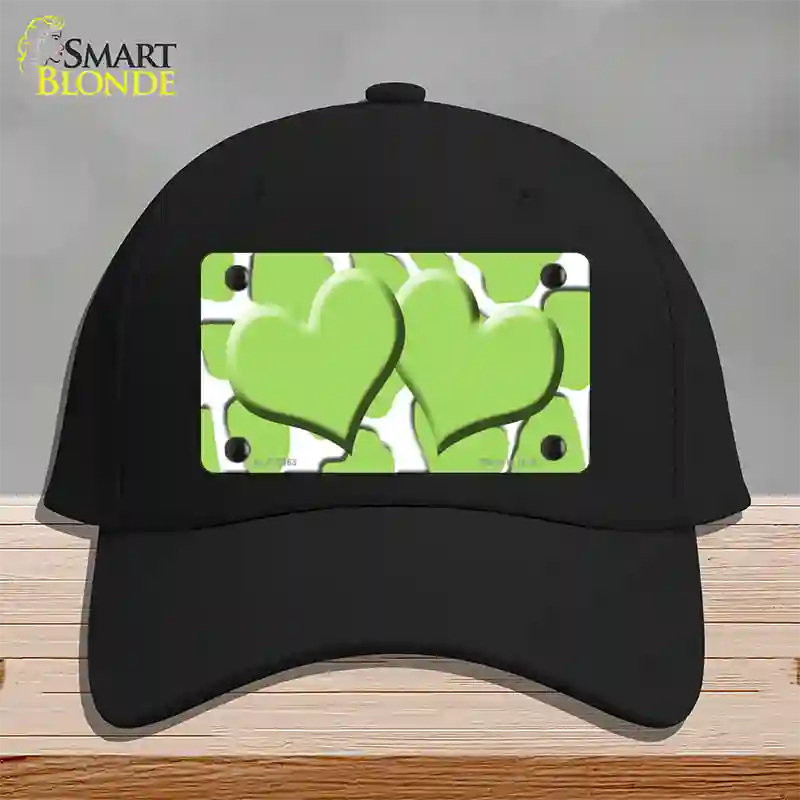 Lime Green White Giraffe Lime Green Centered Hearts Novelty License Plate Hat Cotton / Black