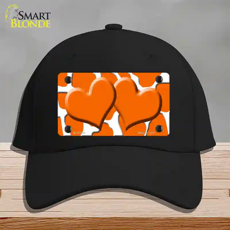 Orange White Giraffe Orange Centered Hearts Novelty License Plate Hat Cotton / Black