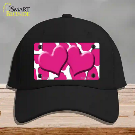 Pink White Giraffe Pink Centered Hearts Novelty License Plate Hat Cotton / Black