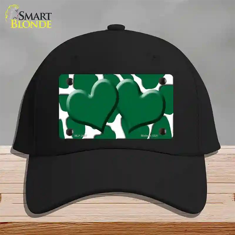 Green White Giraffe Green Centered Hearts Novelty License Plate Hat Cotton / Black