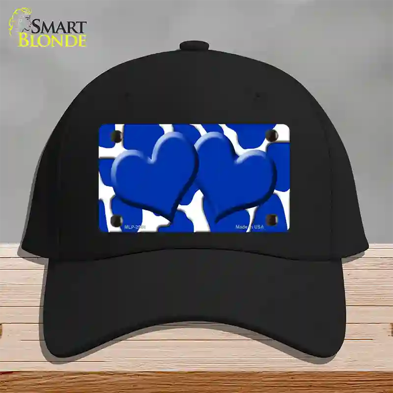 Blue White Giraffe Blue Centered Hearts Novelty License Plate Hat Cotton / Black