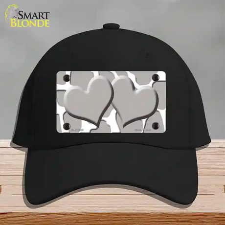 Grey White Giraffe Grey Centered Hearts Novelty License Plate Hat Cotton / Black