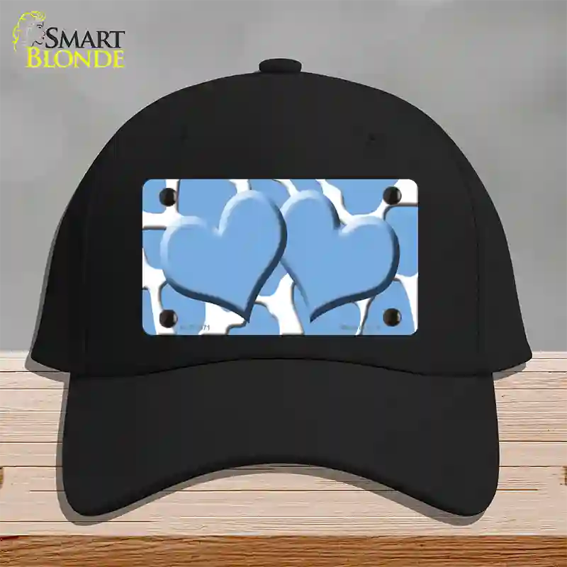 Light Blue White Giraffe Light Blue Centered Hearts Novelty License Plate Hat Cotton / Black