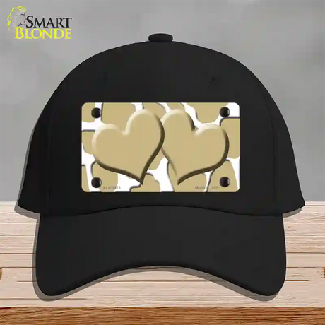 Gold White Giraffe Gold Centered Hearts Novelty License Plate Hat Cotton / Black