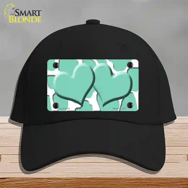 Mint White Giraffe Mint Centered Hearts Novelty License Plate Hat Cotton / Black