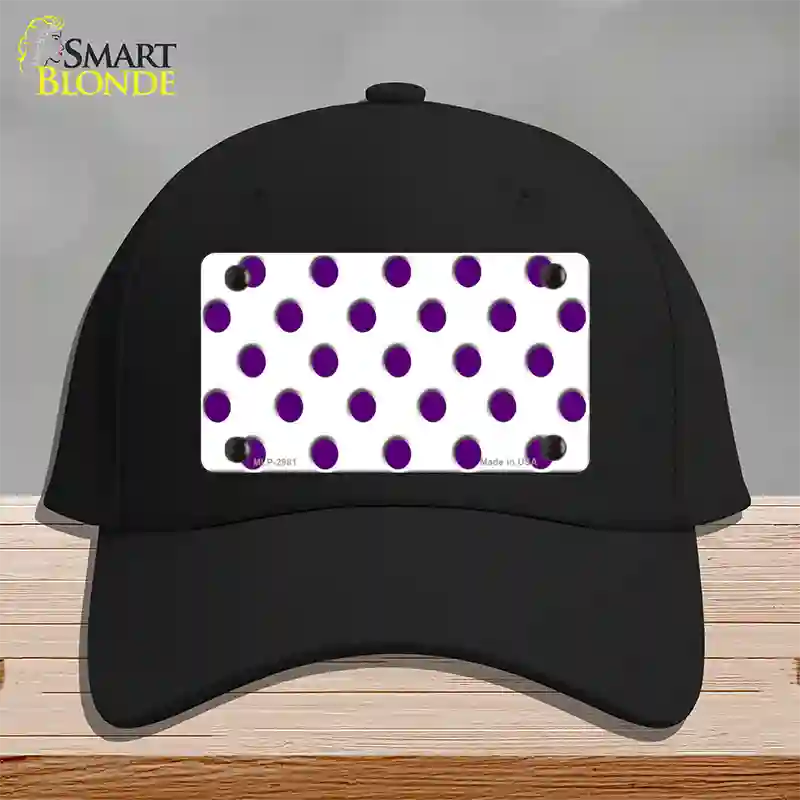 Purple White Polka Dot Novelty License Plate Hat Cotton / Black