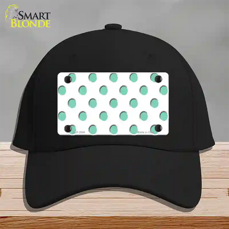 Mint White Polka Dot Novelty License Plate Hat Cotton / Black